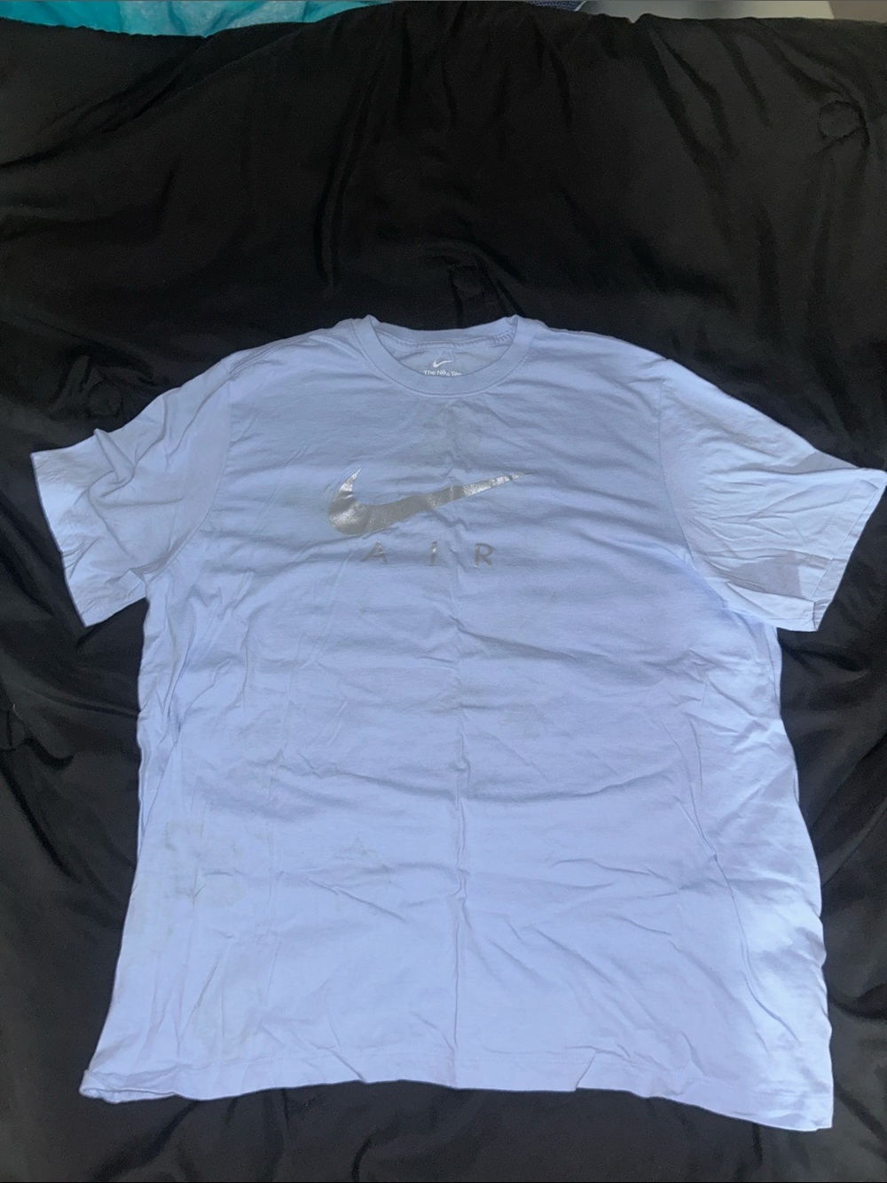 Nike Men's Light Blue T-Shirt with Silver Swoosh